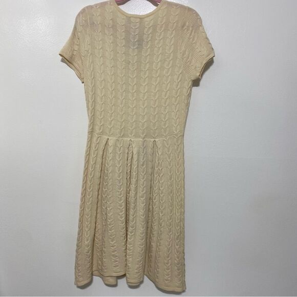 BCBGMaxAzria Ivory Wool Sweater Dress Size Large NWT Embroidered Short Sleeve - Picture 11 of 11